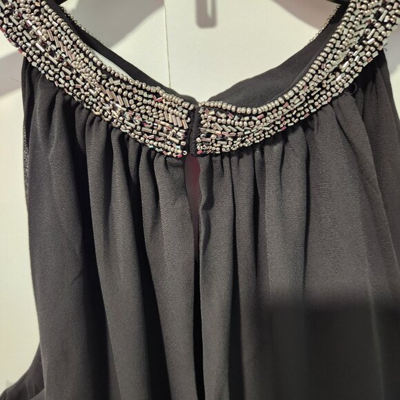 White House Black Market Sleeveless Halter Top with Beaded Collar- Large - Picture 6 of 8